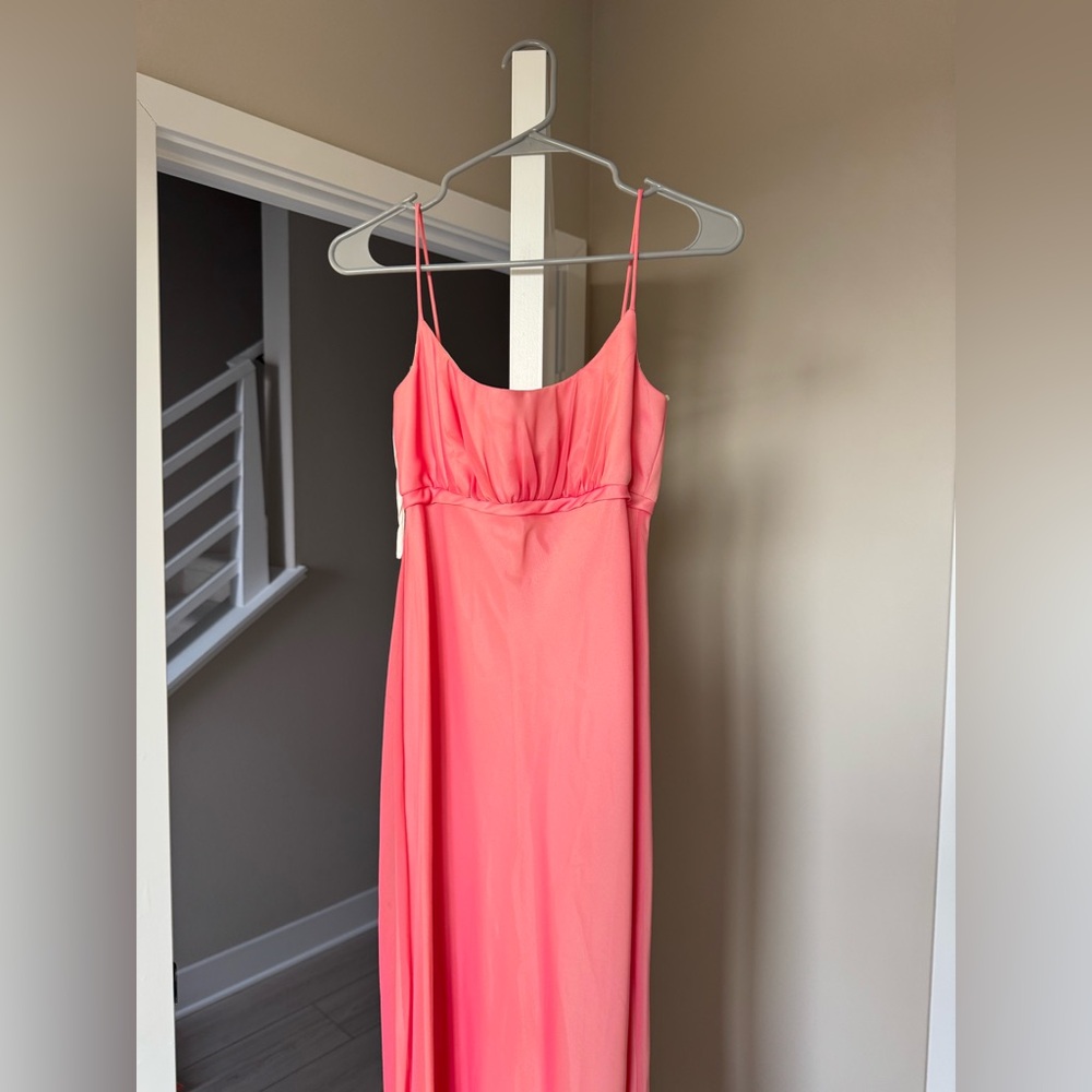 pink cocktail dress with pink rose embellishments on back (size small)